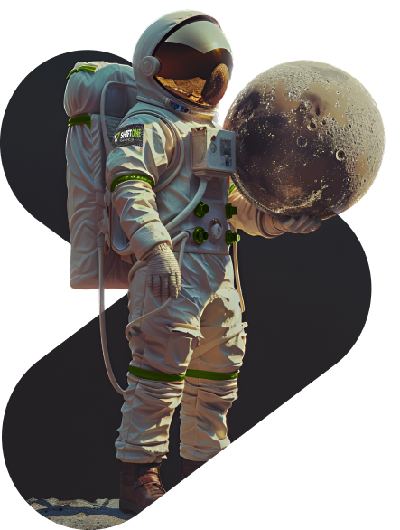 Astronaut beside a planet